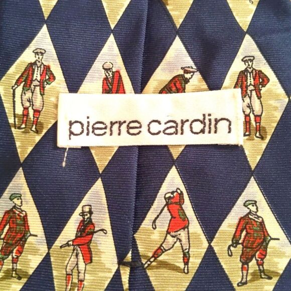Golf Necktie Blue and White Diamond Pattern Pierre Cardin - Picture 3 of 5